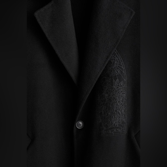 Hm Basquiat x ev tala loose fit wool tie belt coat - Picture 5 of 8